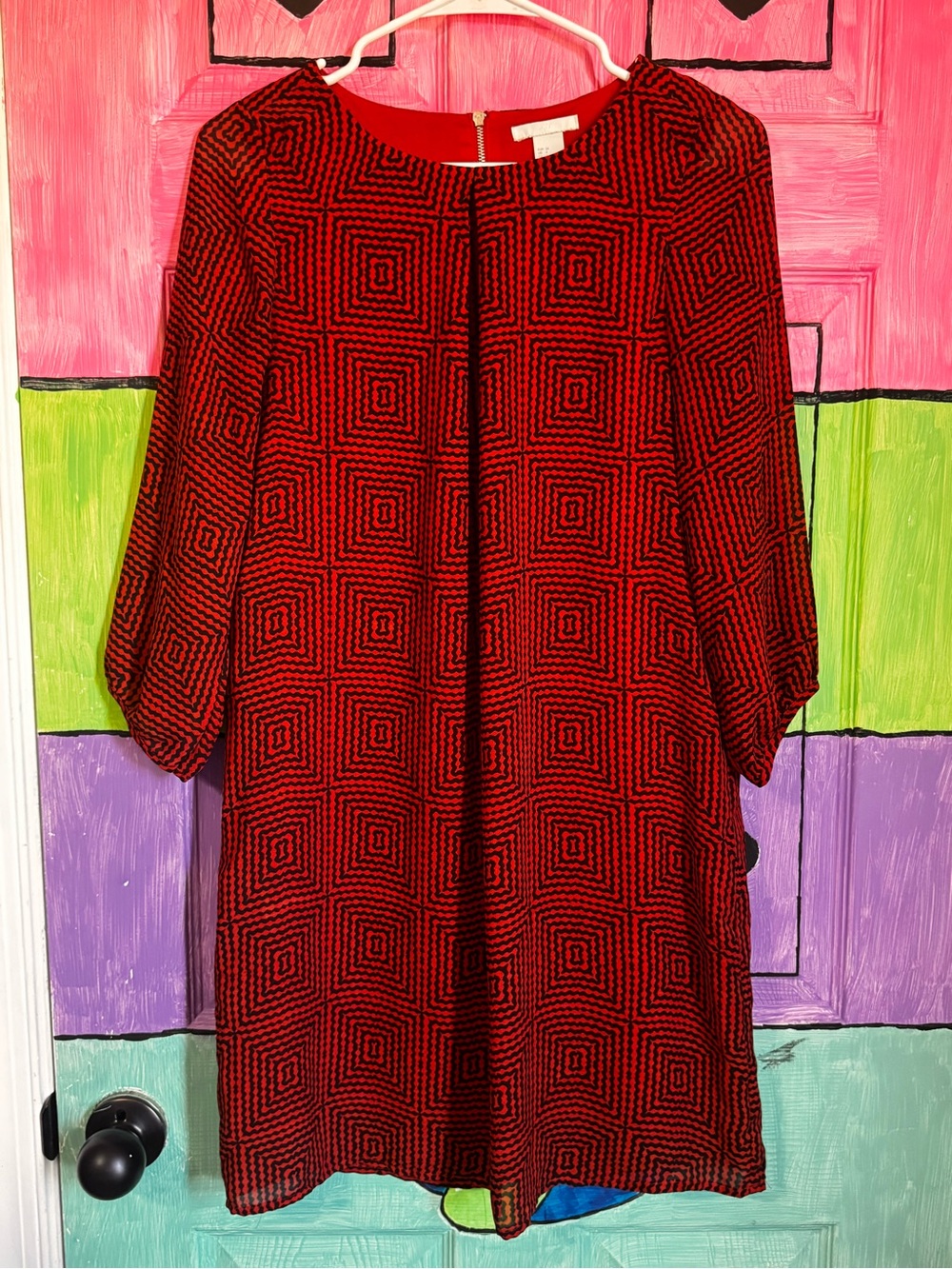 H&M Red Women's Shift Dress with Subtle Texture